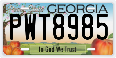 GA license plate PWT8985