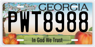 GA license plate PWT8988