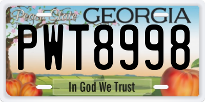 GA license plate PWT8998