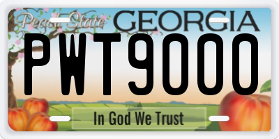 GA license plate PWT9000