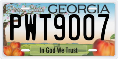 GA license plate PWT9007