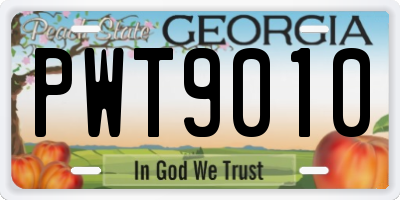 GA license plate PWT9010