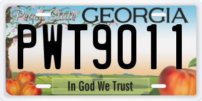 GA license plate PWT9011