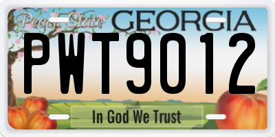 GA license plate PWT9012