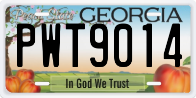 GA license plate PWT9014