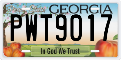 GA license plate PWT9017