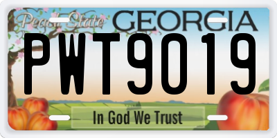 GA license plate PWT9019