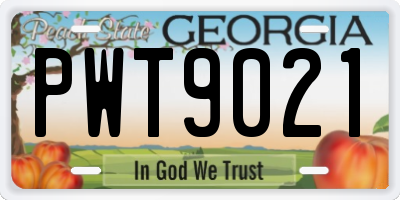 GA license plate PWT9021