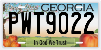 GA license plate PWT9022