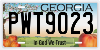 GA license plate PWT9023