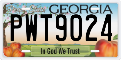 GA license plate PWT9024