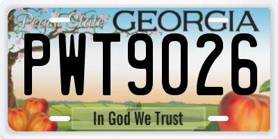 GA license plate PWT9026
