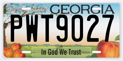 GA license plate PWT9027