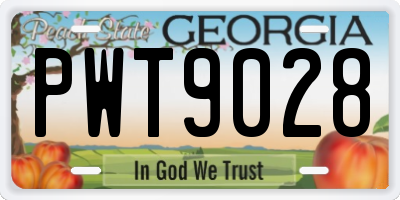 GA license plate PWT9028