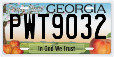GA license plate PWT9032
