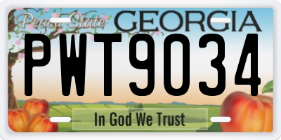 GA license plate PWT9034