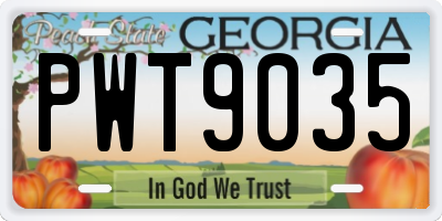 GA license plate PWT9035