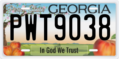 GA license plate PWT9038