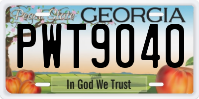 GA license plate PWT9040