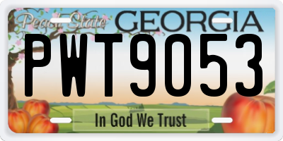 GA license plate PWT9053