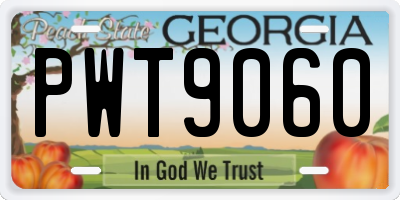 GA license plate PWT9060