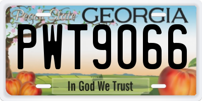 GA license plate PWT9066