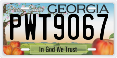 GA license plate PWT9067