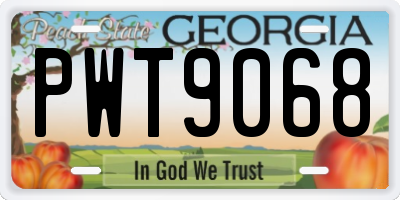 GA license plate PWT9068
