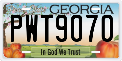 GA license plate PWT9070