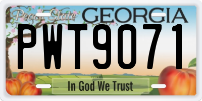 GA license plate PWT9071