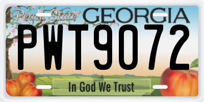 GA license plate PWT9072