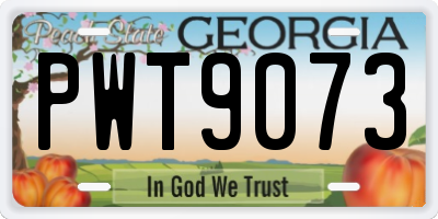 GA license plate PWT9073