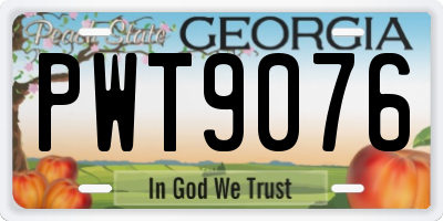 GA license plate PWT9076