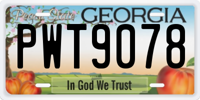 GA license plate PWT9078
