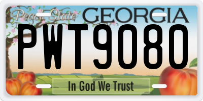 GA license plate PWT9080