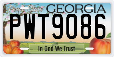 GA license plate PWT9086