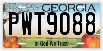 GA license plate PWT9088