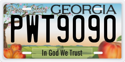 GA license plate PWT9090