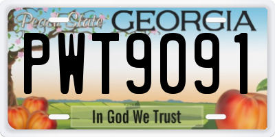 GA license plate PWT9091