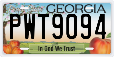 GA license plate PWT9094