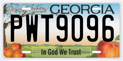 GA license plate PWT9096