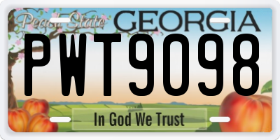 GA license plate PWT9098