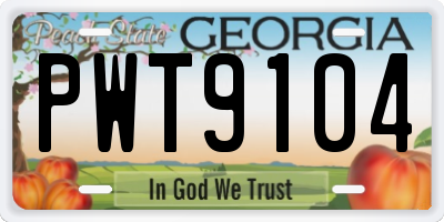 GA license plate PWT9104