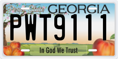 GA license plate PWT9111