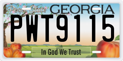 GA license plate PWT9115