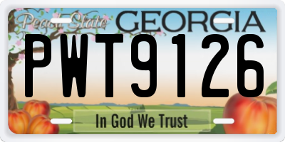 GA license plate PWT9126