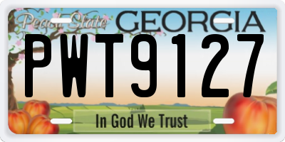 GA license plate PWT9127