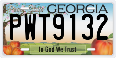 GA license plate PWT9132