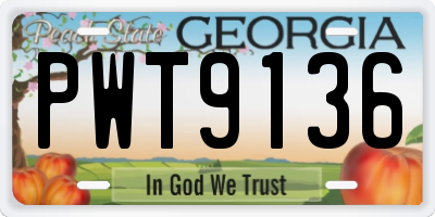 GA license plate PWT9136