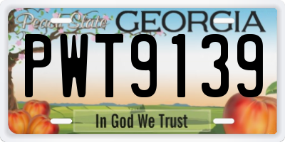 GA license plate PWT9139
